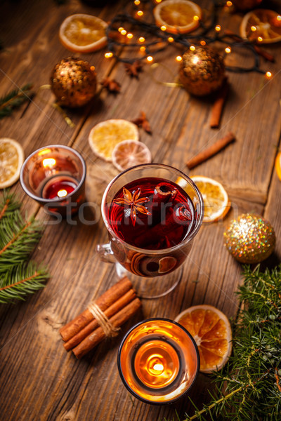 Glass with hot red wine Stock photo © grafvision