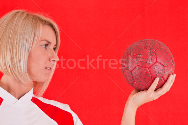 Handball joueur Homme utilisé balle isolé Photo stock © grafvision