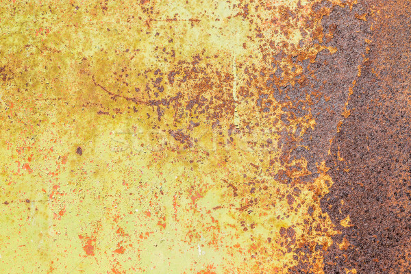 Zardzewiałe żółty powierzchni metalu tekstury ściany metal Zdjęcia stock © grafvision
