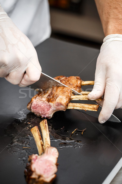 Chef sliced rack of lamb Stock photo © grafvision