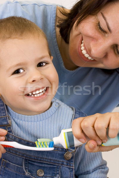 Kobieta młody chłopak matka zabawy uśmiechnięty stałego Zdjęcia stock © grafvision