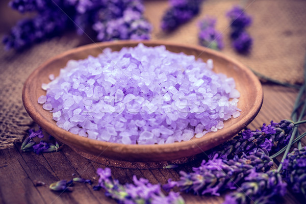 Lavanda sale trattamento termale legno bellezza fresche Foto d'archivio © grafvision