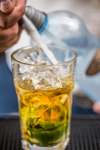 Mojito Cocktail Barkeeper Soda Wasser Mann Stock foto © grafvision