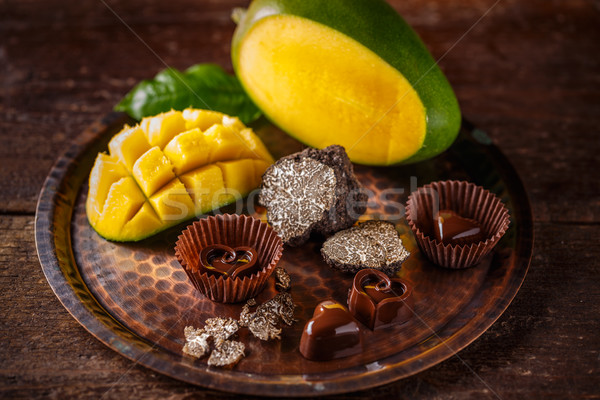 Stock photo: Heart shaped chocolate praline