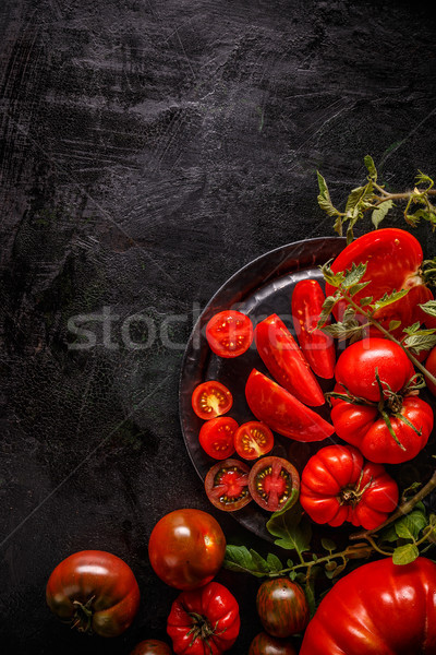 Flat lay of fresh ripe tomatoes  Stock photo © grafvision