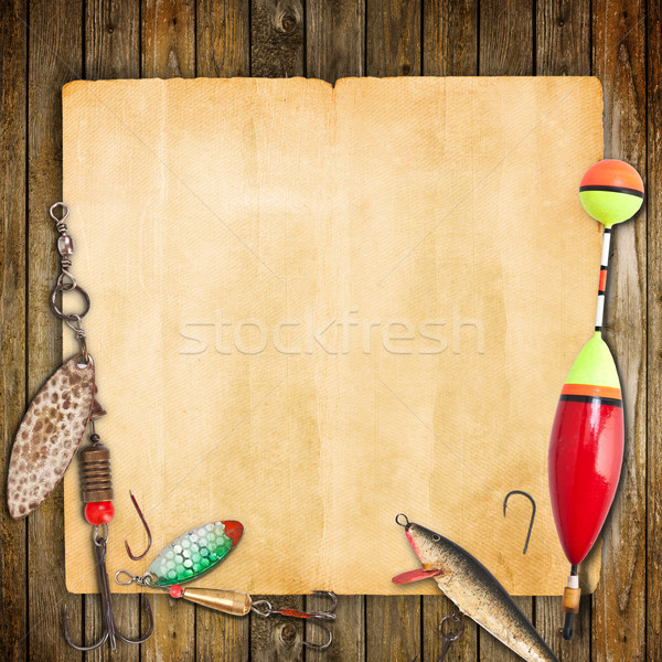 Vissen frame hout sport achtergrond industrie Stockfoto © grafvision