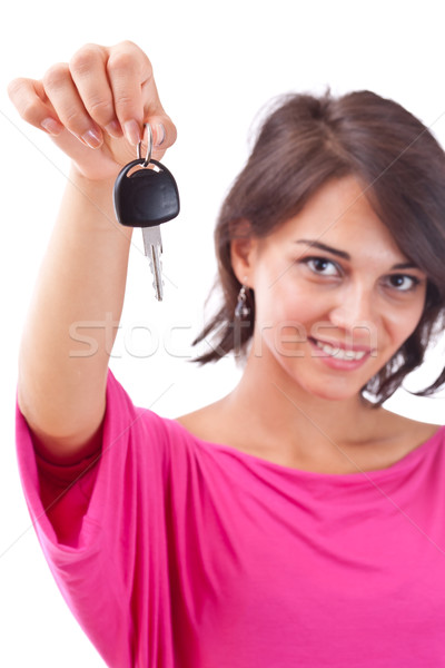 Femeie cheile de la masina portret Imagine de stoc © grafvision