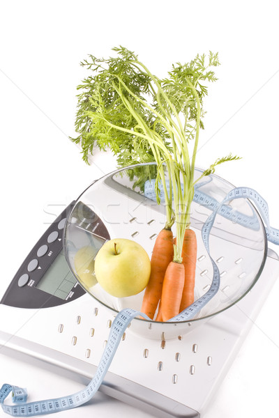 Karotten Apfel Objekte Maßband weiß Stock foto © grafvision