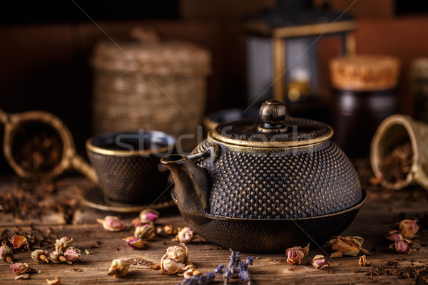 żeliwo czajniczek tradycyjny japoński herbata ziołowa przepis Zdjęcia stock © grafvision