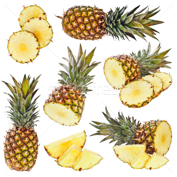 Set Ananas isoliert weiß Essen Obst Stock foto © grafvision