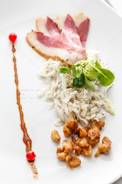 Geräuchert Gans Brust schwarz Rettich Salat Stock foto © grafvision