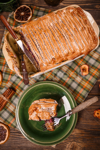 édes kenyér puding szervírozó tál finom étel Stock fotó © grafvision