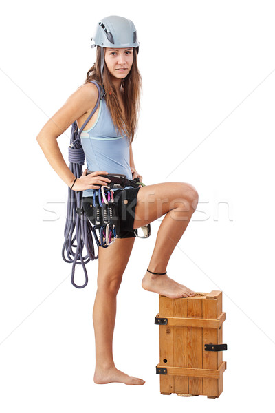 Klettern Ausrüstung isoliert weiß Frau Stock foto © grafvision