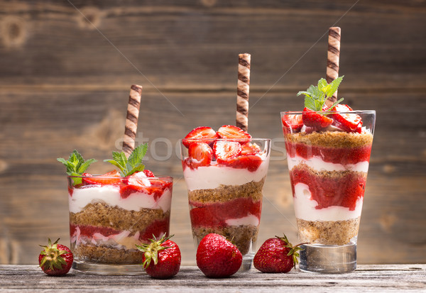 Fresh strawberry yogurt Stock photo © grafvision