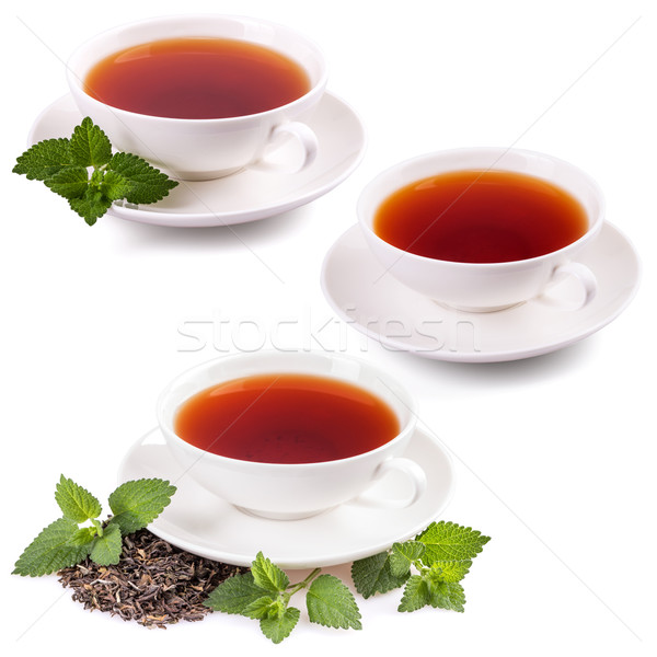 Zdjęcia stock: Zestaw · herbaty · biały · zielone · odizolowany