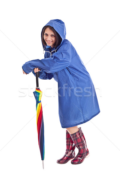 Donna blu mac ombrello faccia amore Foto d'archivio © grafvision