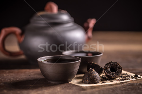 ホット 茶 粘土 ティーポット 2 小 ストックフォト © grafvision