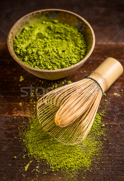 Matcha and bamboo whisk Stock photo © grafvision