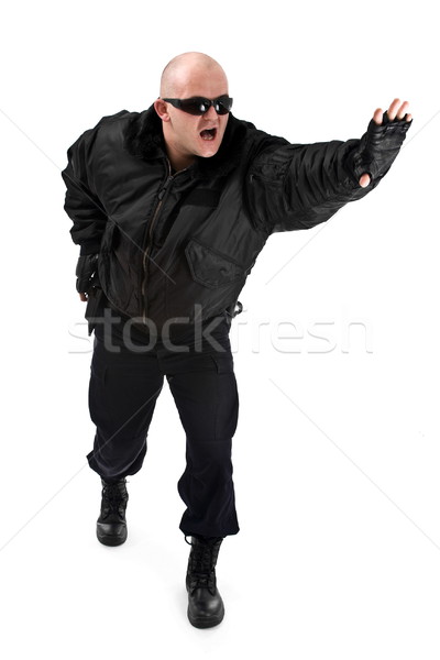 Mann schwarzen Mann schwarzen Anzug Sonne Gläser isoliert Stock foto © grafvision