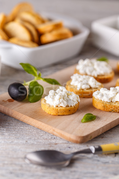 Cottage cheese with whole wheat rolls Stock photo © grafvision