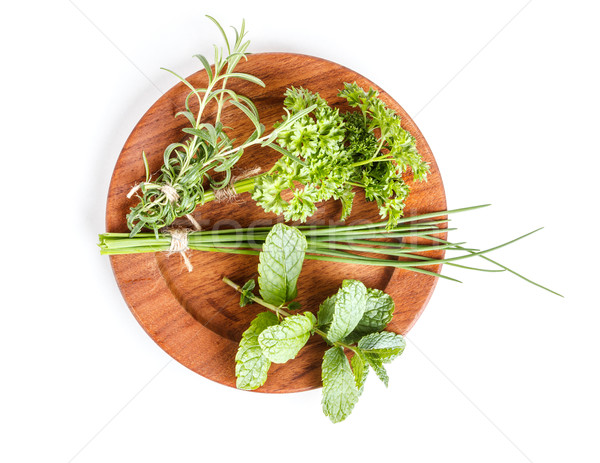 Tablicy zioła biały liści jedzenie mięty Zdjęcia stock © grafvision