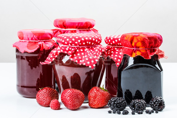 Hausgemachte Marmelade Sortiment Glas Essen Küche Stock foto © grafvision