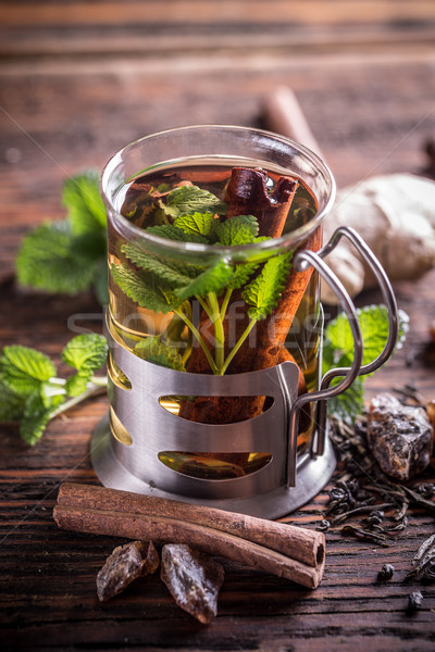 травяной чай стекла Кубок мята лист фон Сток-фото © grafvision