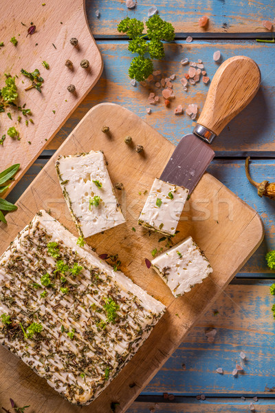 Cheese with fresh herbs Stock photo © grafvision