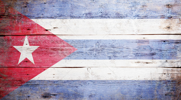 Bayrak Küba boyalı ahşap Stok fotoğraf © grafvision