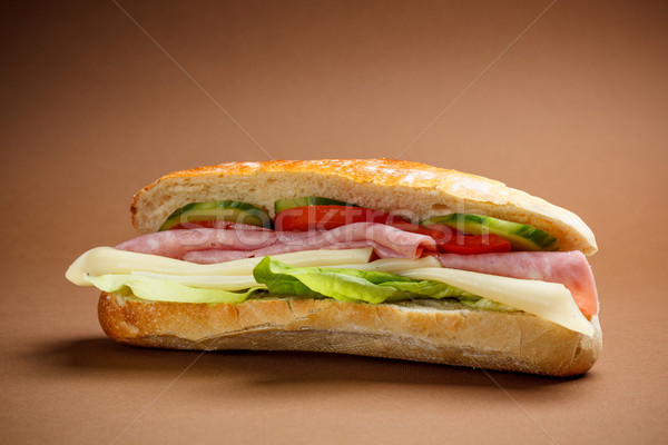 Stockfoto: Baguette · sandwich · heerlijk · ham · brood · kaas