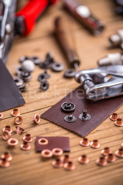 инструменты заклепка работу инструментом ткань дыра Сток-фото © grafvision