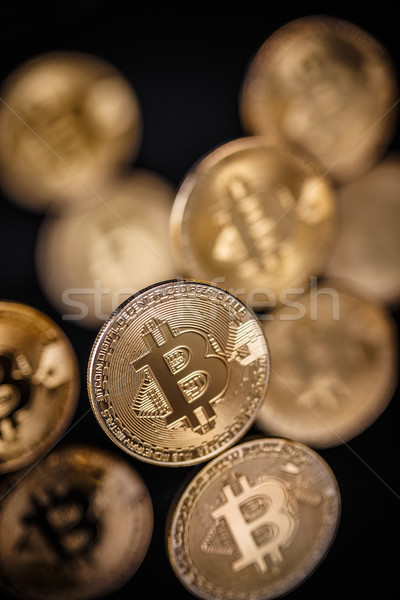 Golden bitcoins heap Stock photo © grafvision