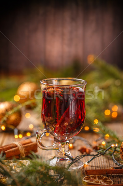 Cam sıcak baharatlar Noel şarap Stok fotoğraf © grafvision