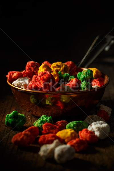 Haselnuss farbenreich Zucker Süßigkeiten Schüssel Essen Stock foto © grafvision