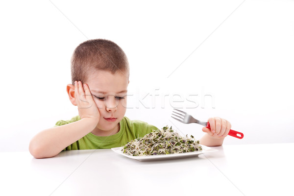 Boy refuses to eating Stock photo © grafvision