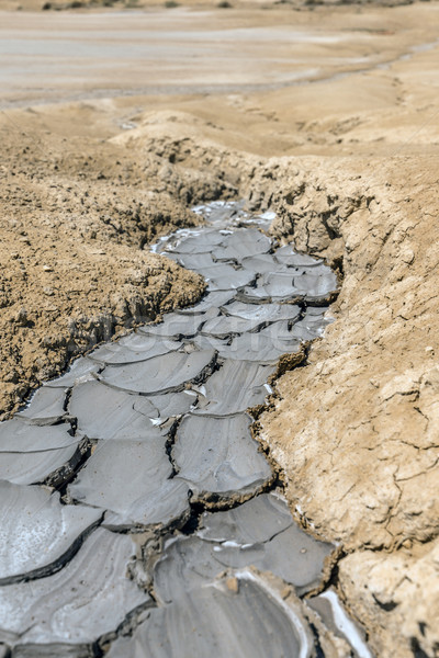 Stock foto: Schlamm · Erde · Stream · Zeilen · Reflexion · Risse