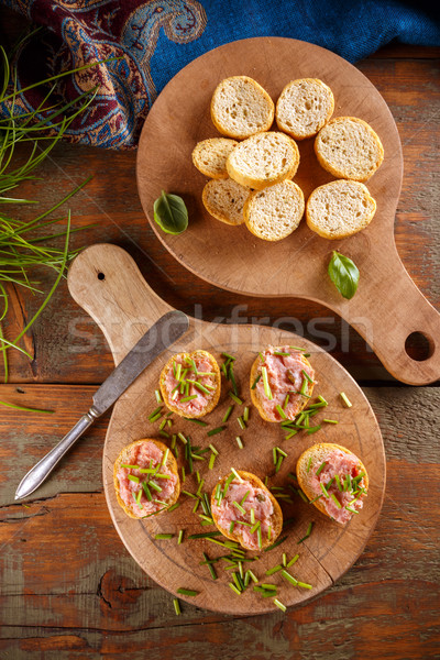 Foto stock: Bruschetta · superior · vista · rústico · pan