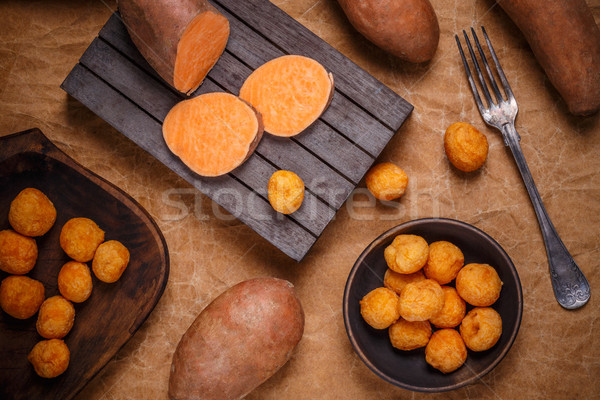Thai Süßkartoffel Kugeln braun Essen Stock foto © grafvision