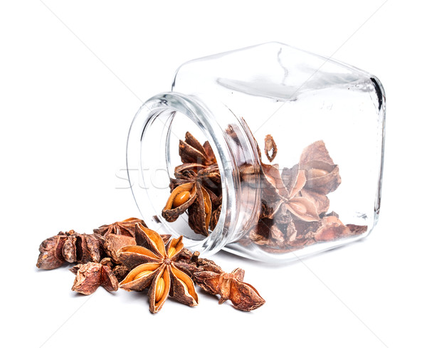 Stea anason sticlă borcan alimente fundal Imagine de stoc © grafvision