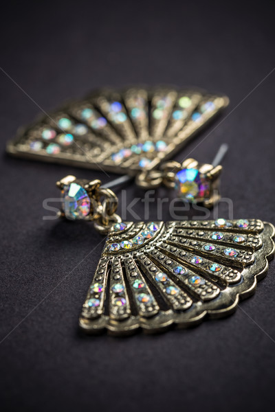 Fan shaped metal earrings Stock photo © grafvision