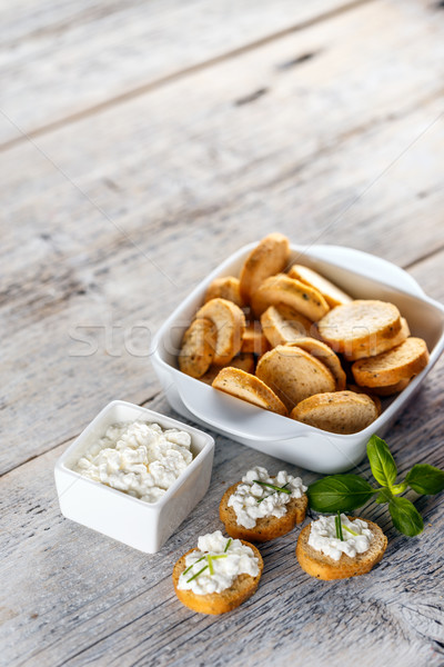Mini bruschetta requeijão comida queijo Foto stock © grafvision