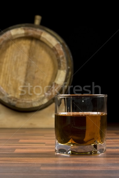 Eski viski gözlük ahşap masa su şarap Stok fotoğraf © grafvision
