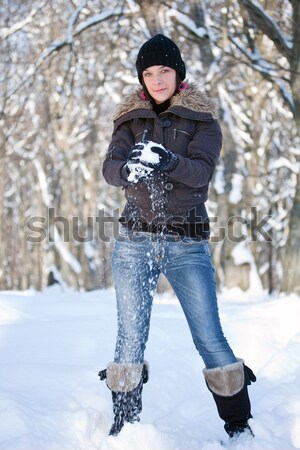 Young woman in winter forest Stock photo © grafvision