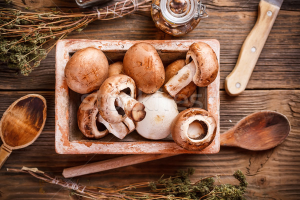 Fresh brown mushrooms Stock photo © grafvision