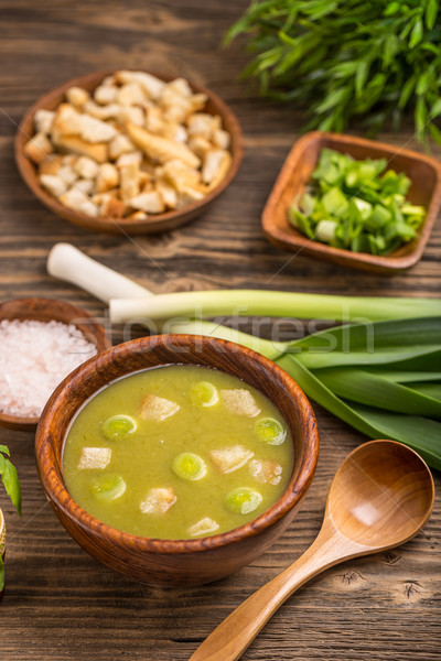 Leek soup in a bowl Stock photo © grafvision