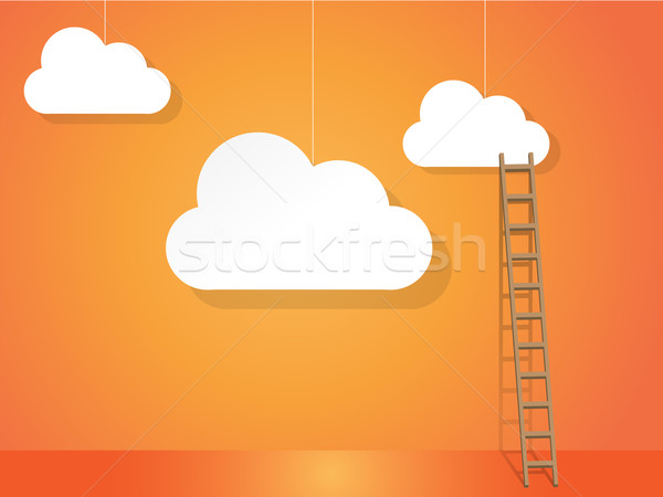 Felhő alapú szolgáltatások felhő létra munka állás lépcsősor Stock fotó © graphit