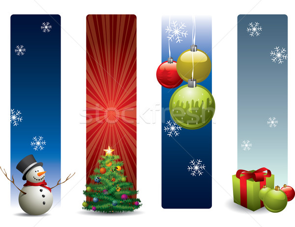 Christmas banners glimlach winter speelgoed retro Stockfoto © graphit