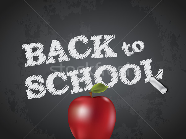 Vissza az iskolába poszter szöveg tábla alma gyerekek Stock fotó © graphit