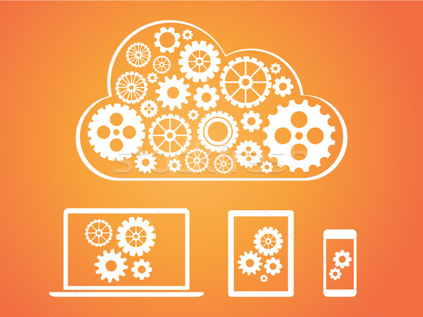 Cloud computing concept design - devices connected to cloud Stock photo © graphit