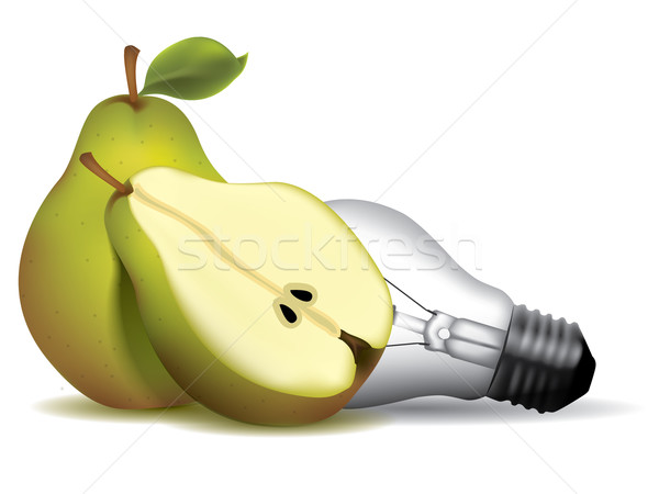 Pear shape light bulb with pears Stock photo © graphit